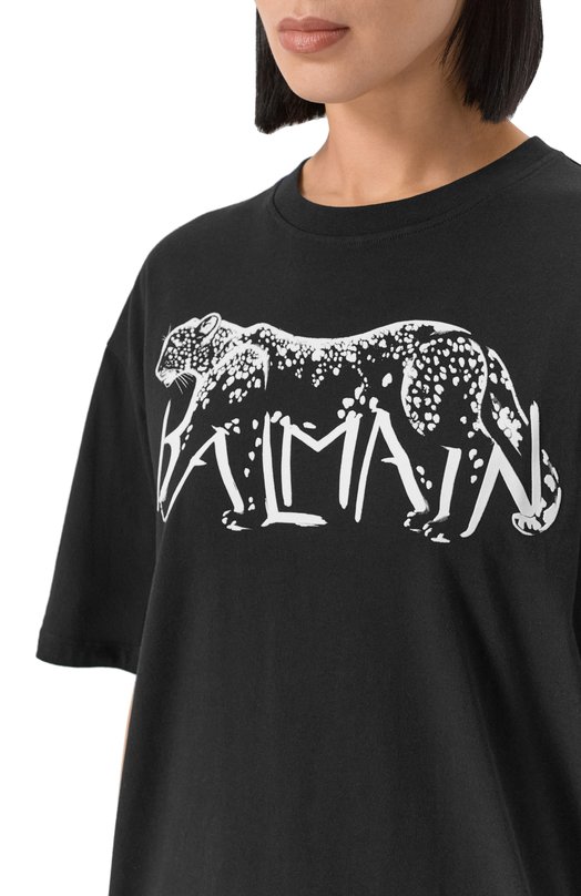 Хлопковая футболка Balmain FF0EH005/GF22 Чёрный  FF0EH005/GF22 Фото 5