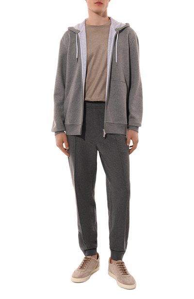 Хлопковые джоггеры BRUNELLO CUCINELLI темно-серого цвета по цене 118000 руб., арт. MM8363211G, фото 2 Хлопковые джоггеры BRUNELLO CUCINELLI, арт. MM8363211G, фото 2