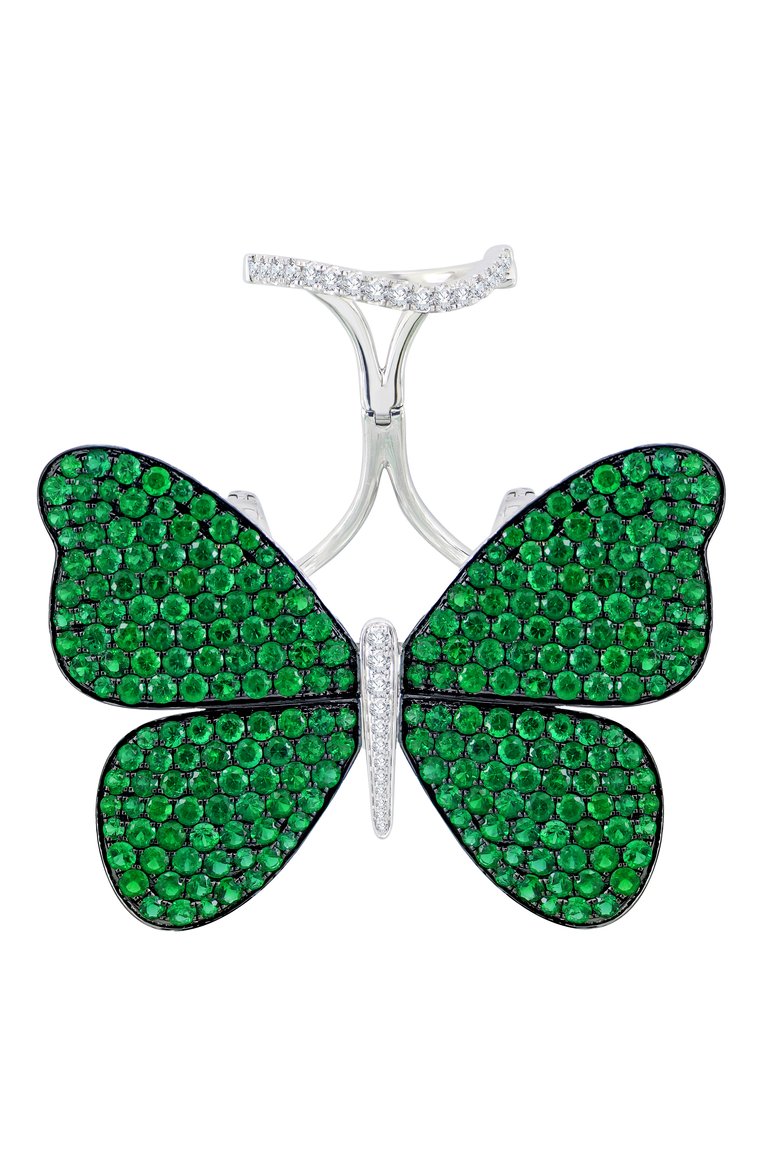 Женские кольцо SUTRA JEWELS бесцветного цвета, арт. SJR1260 ERLD | Фото 1 (Региональные ограничения белый список (Axapta Mercury): Не проставлено; Нос: Не проставлено; Материал сплава: Белое золото; Драгоценные камни: Изумруды, Бриллианты)