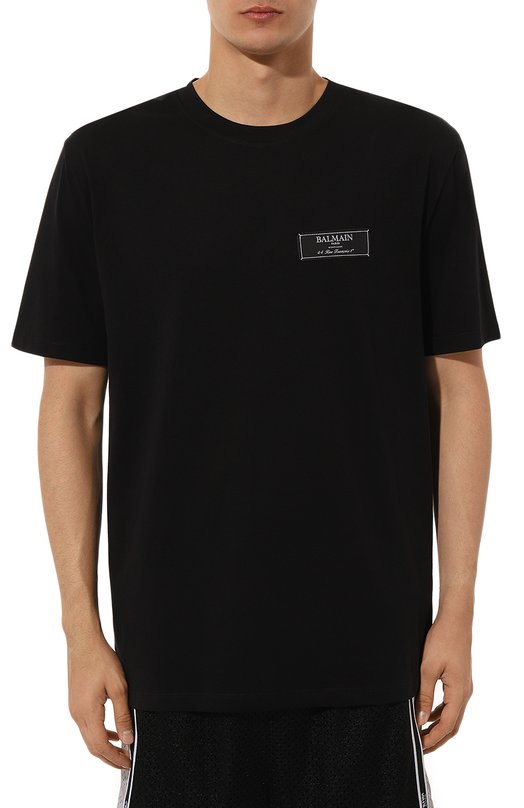 Хлопковая футболка Balmain DH1EG000/JB54 Чёрный  DH1EG000/JB54 Фото 3