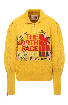 Женский шерстяной свитер the north face x gucci GUCCI желтого цвета, арт. 671687 XKB2A | Фото 1 (Рукава: Длинные; Длина (для топов): Стандартные; Стили: Гламурный; Женское Кросс-КТ: Свитер-одежда; Материал внешний: Шерсть; Драгоценные камни: Проставлено; Материал сплава: Проставлено)