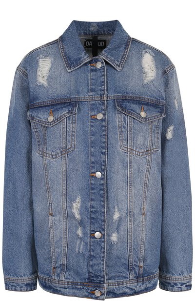 Джинсовая куртка с потертостями и декорированной спинкой DALOOD, арт. PD0179R18/DARK BLUE, фото 1