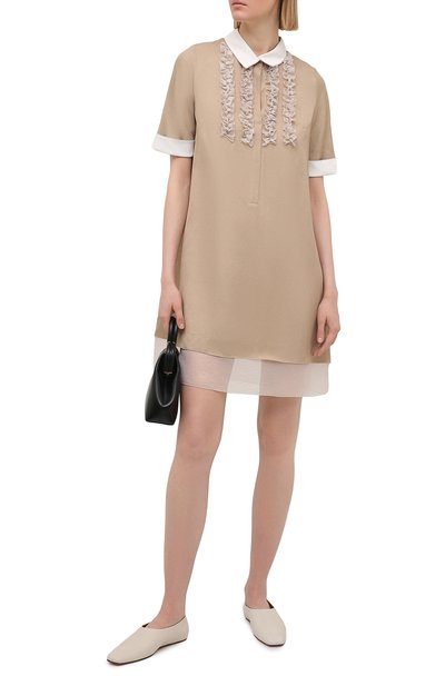 Платье из вискозы и льна TEGIN бежевого цвета по цене 42000 руб., арт. SD2148, фото 2 Платье из вискозы и льна TEGIN, арт. SD2148, фото 2