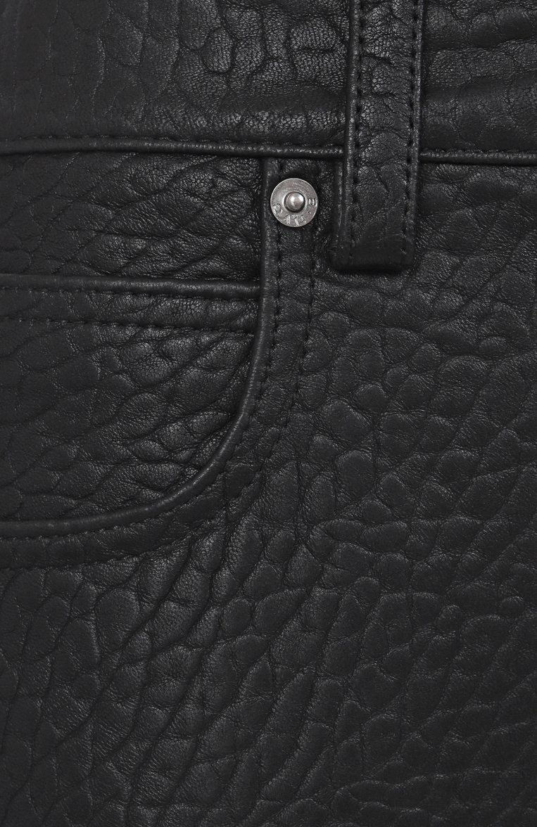 Женские кожаные брюки ALEXANDER WANG черного цвета, арт. 1WC1254797 | Фото 6 (Материал внешний: Натуральная кожа; Материал подклада: Вискоза; Длина (брюки, джинсы): Стандартные; Силуэт Ж (брюки и джинсы): Прямые; Стили: Кэжуэл; Женское Кросс-КТ: Брюки-одежда, Замша и кожа)