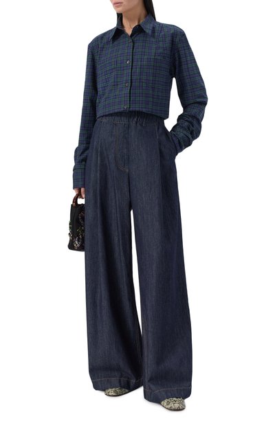 Хлопковая рубашка DRIES VAN NOTEN синего цвета по цене 72200 руб., арт. 010711/4315, фото 2 Хлопковая рубашка DRIES VAN NOTEN, арт. 010711/4315, фото 2