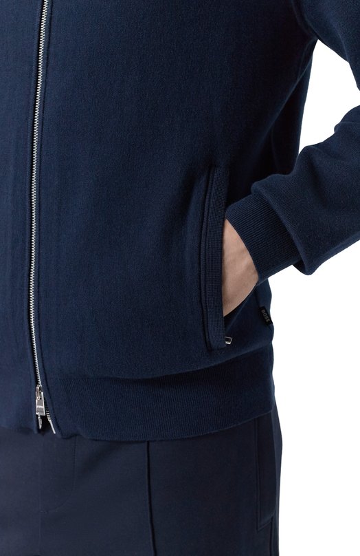 Кардиган из хлопка и шерсти BOSS 50543150 Синий  50543150 Фото 5