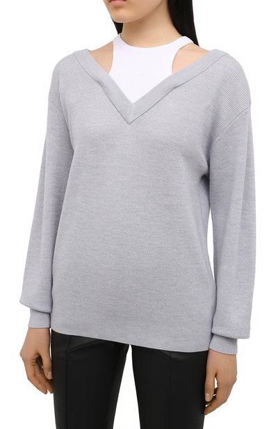 Шерстяной пуловер ALEXANDERWANG.T серого цвета по цене 49600 руб., арт. 4KC1201038, фото 3 Шерстяной пуловер ALEXANDERWANG.T, арт. 4KC1201038, фото 3