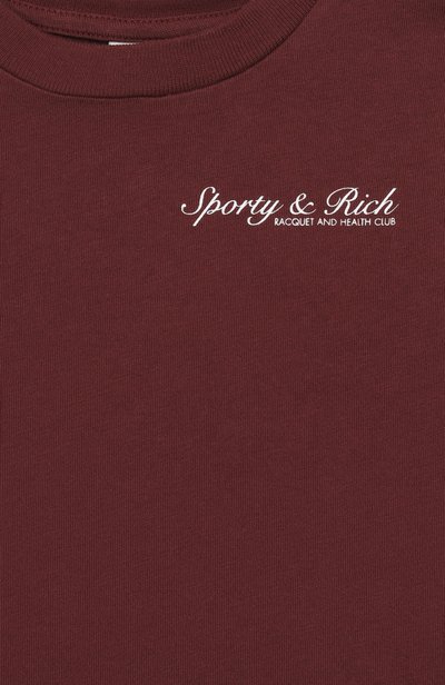 Хлопковая футболка SPORTY AND RICH бордового цвета по цене 7865 руб., арт. T004875325RE02_001, фото 3 Хлопковая футболка SPORTY AND RICH, арт. T004875325RE02_001, фото 3