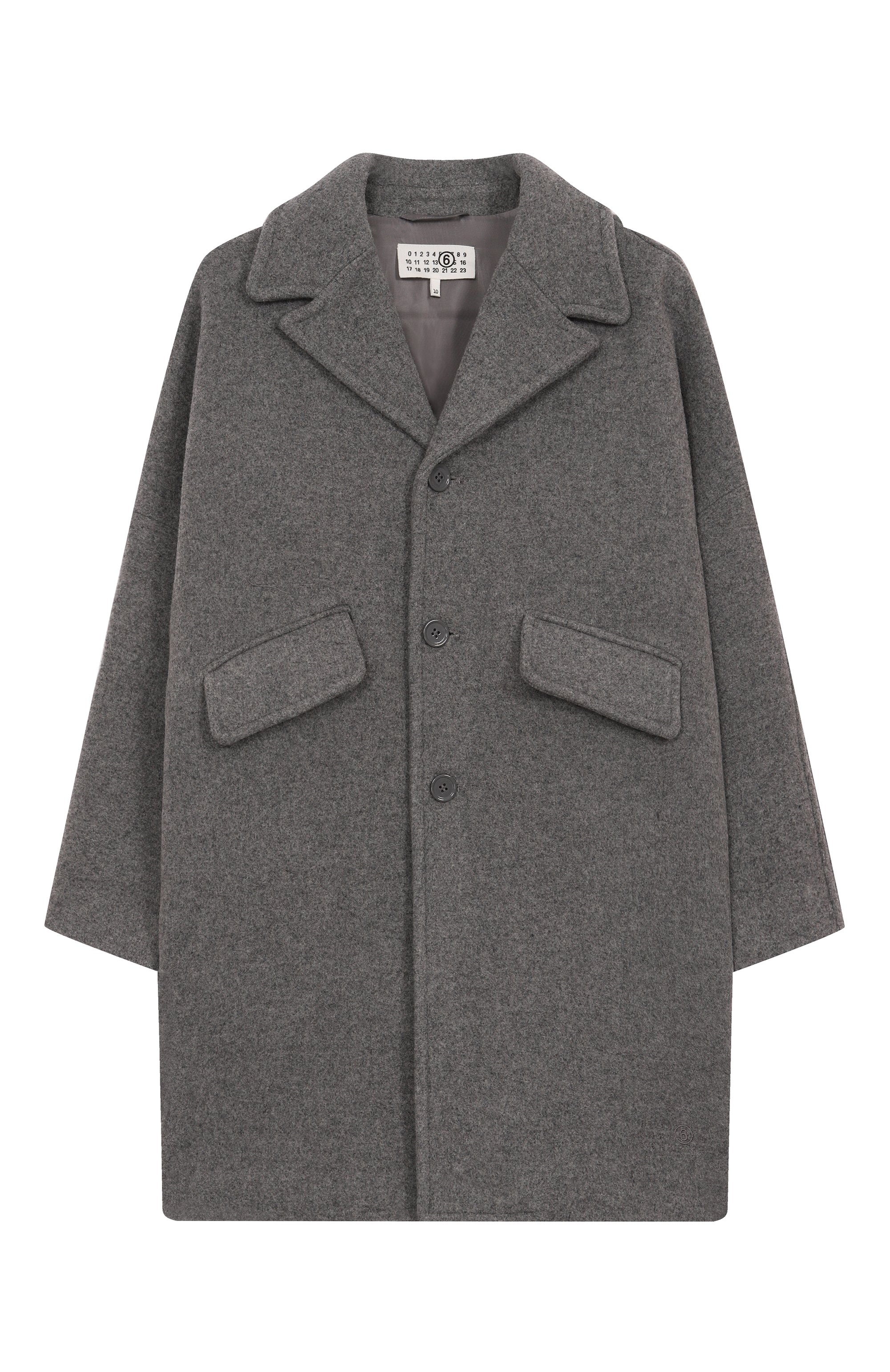 Шерстяное пальто MM6 серого цвета по цене 65200 руб., арт. M60833/MM00W, фото 1 Шерстяное пальто MM6, арт. M60833/MM00W, фото 1