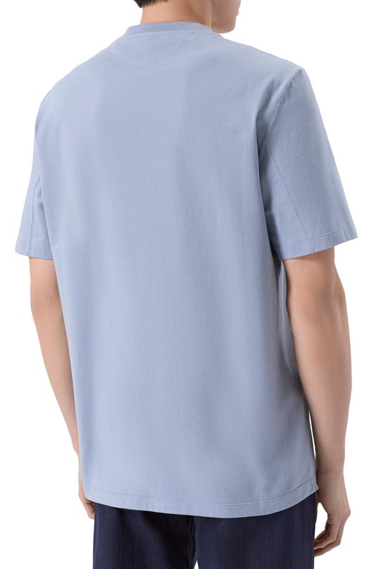 Хлопковая футболка Brunello Cucinelli M0B131308 Голубой  M0B131308 Фото 4