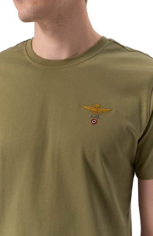 Хлопковая футболка Aeronautica Militare 241/TS1580J372 Хаки  241/TS1580J372 Фото 5
