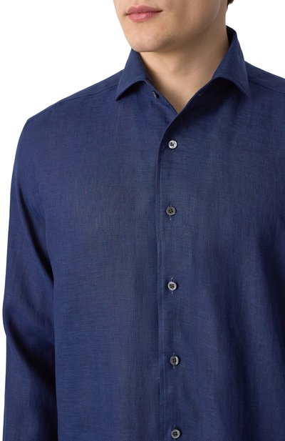 Льняная рубашка CORNELIANI темно-синего цвета по цене 44950 руб., арт. 25P213-2511648, фото 5 Льняная рубашка CORNELIANI, арт. 25P213-2511648, фото 5