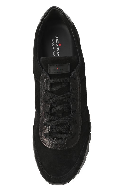 Замшевые кроссовки с отделкой из крокодила Kiton USSA114N0127703 Чёрный  USSA114N0127703 Фото 6