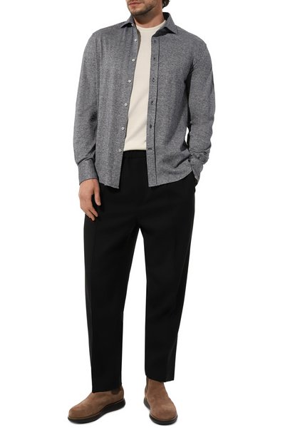 Мужская рубашка изо льна и хлопка BRUNELLO CUCINELLI, арт. MW835B2269