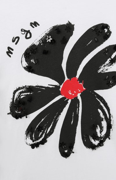 Хлопковая футболка MSGM KIDS белого цвета по цене 9950 руб., арт. S6MSJGTH080, фото 3 Хлопковая футболка MSGM KIDS, арт. S6MSJGTH080, фото 3