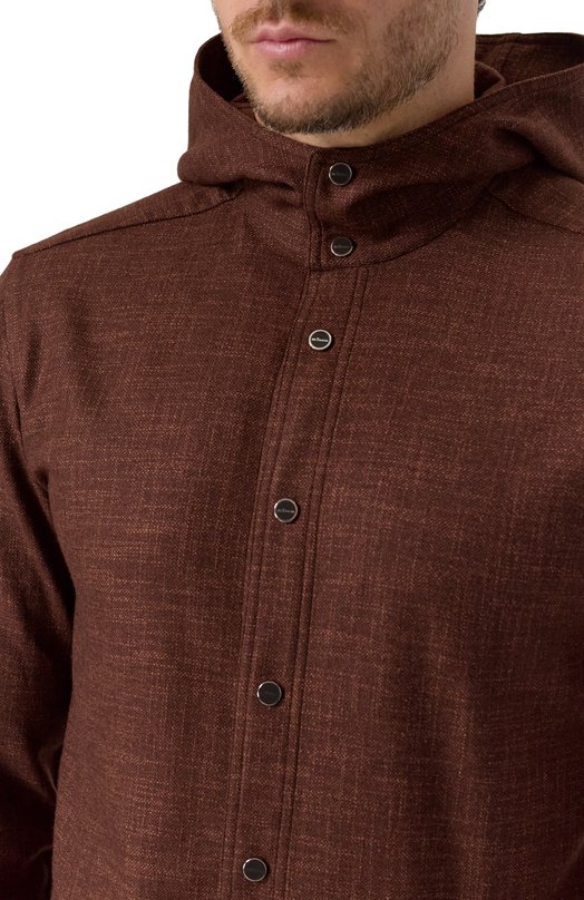 Рубашка из шерсти и шелка Kiton UMCMARK0119G10 Коричневый  UMCMARK0119G10 Фото 5