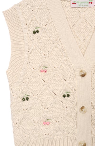 Жилет из шерсти и хлопка BONPOINT кремового цвета по цене 22400 руб., арт. S06GCAK00014/4A-8A, фото 3 Жилет из шерсти и хлопка BONPOINT, арт. S06GCAK00014/4A-8A, фото 3