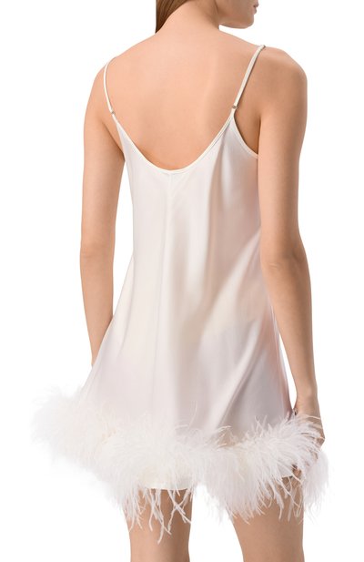 Шелковая сорочка с отделкой перьями EDOMO, арт. D001010FW2324, фото 4