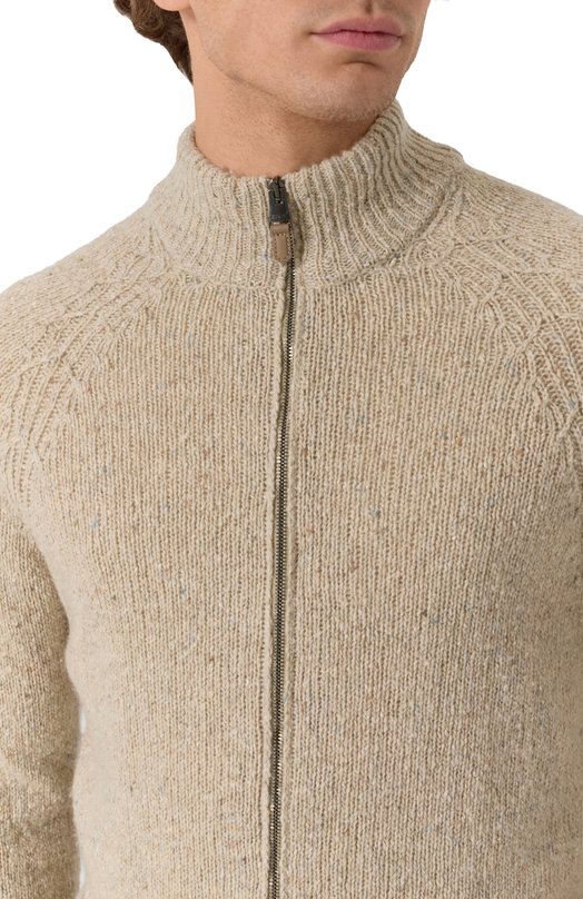 Кардиган из шерсти и вискозы Canali C1114/MK02364 Бежевый  C1114/MK02364 Фото 5