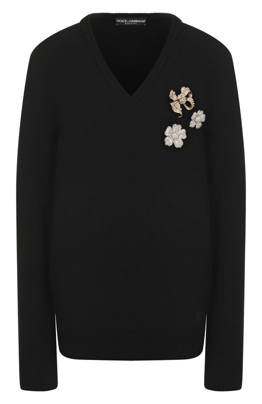 Шерстяной пуловер Dolce & Gabbana FXY19Z/JCVXN Чёрный FXY19Z/JCVXN