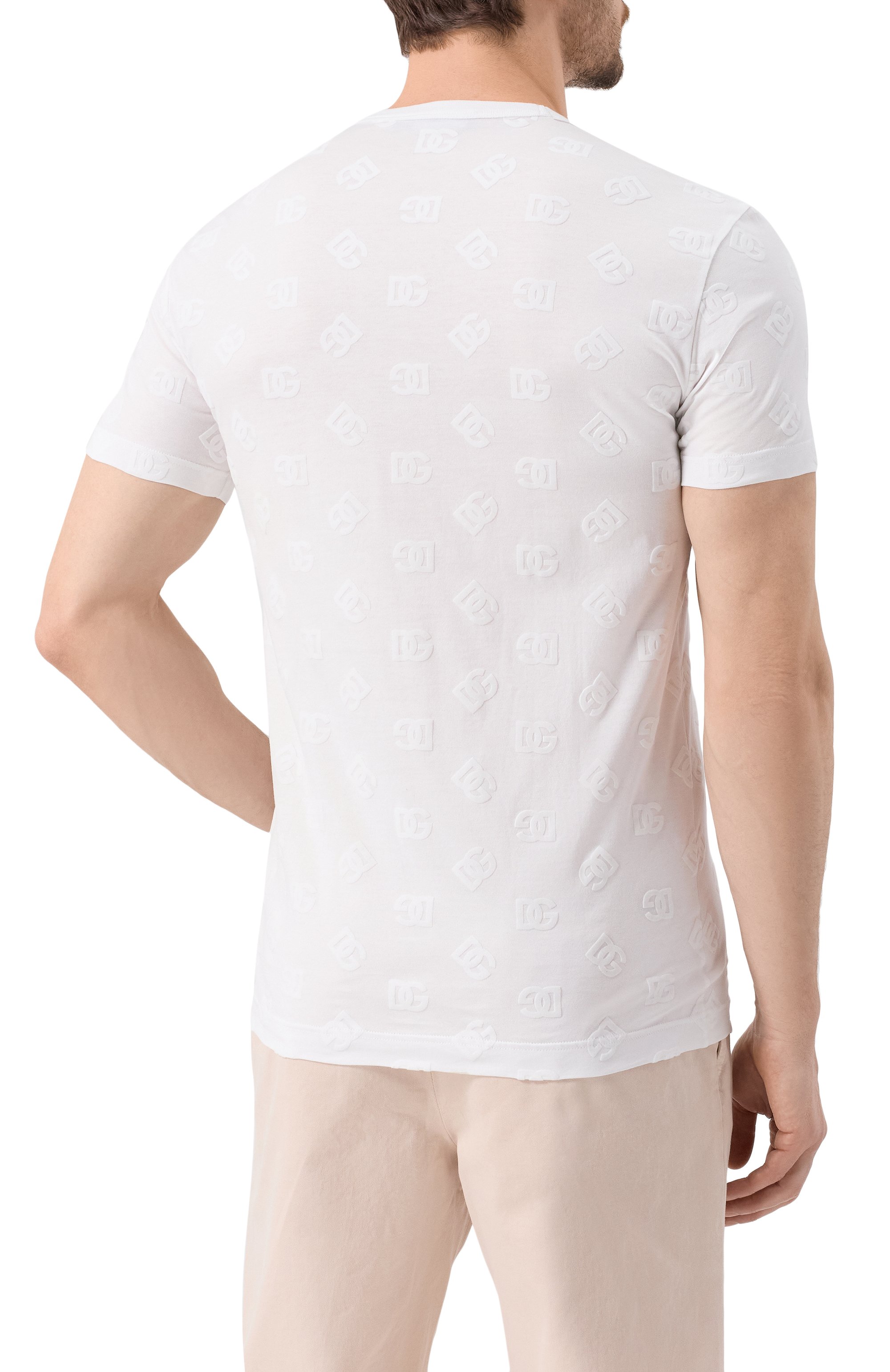 Хлопковая футболка DOLCE & GABBANA белого цвета по цене 77700 руб., арт. G8PT1T/G7NWE, фото 4 Хлопковая футболка DOLCE & GABBANA, арт. G8PT1T/G7NWE, фото 4