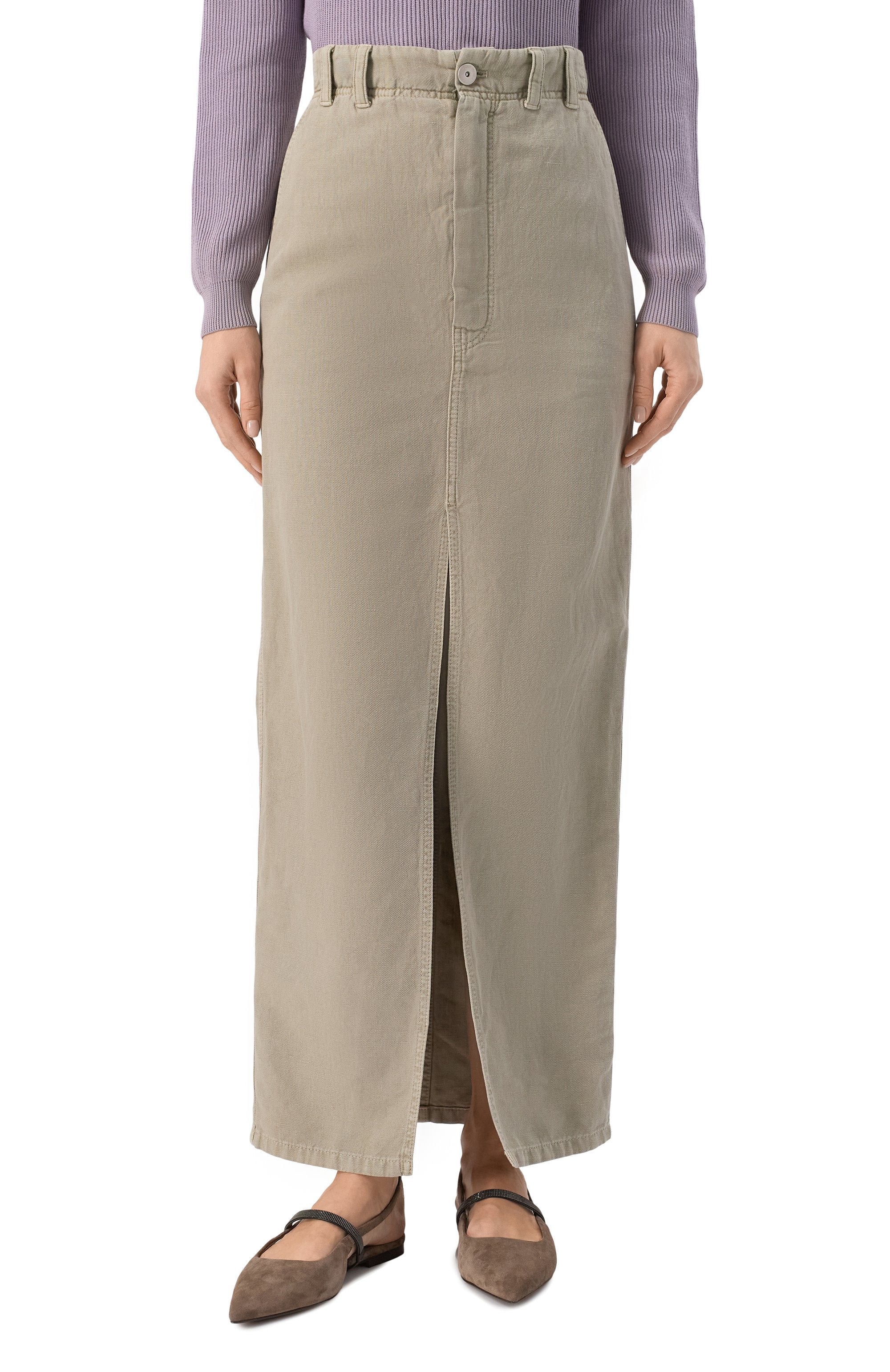 Юбка из хлопка и льна BRUNELLO CUCINELLI, арт. ML996G3822, фото 3