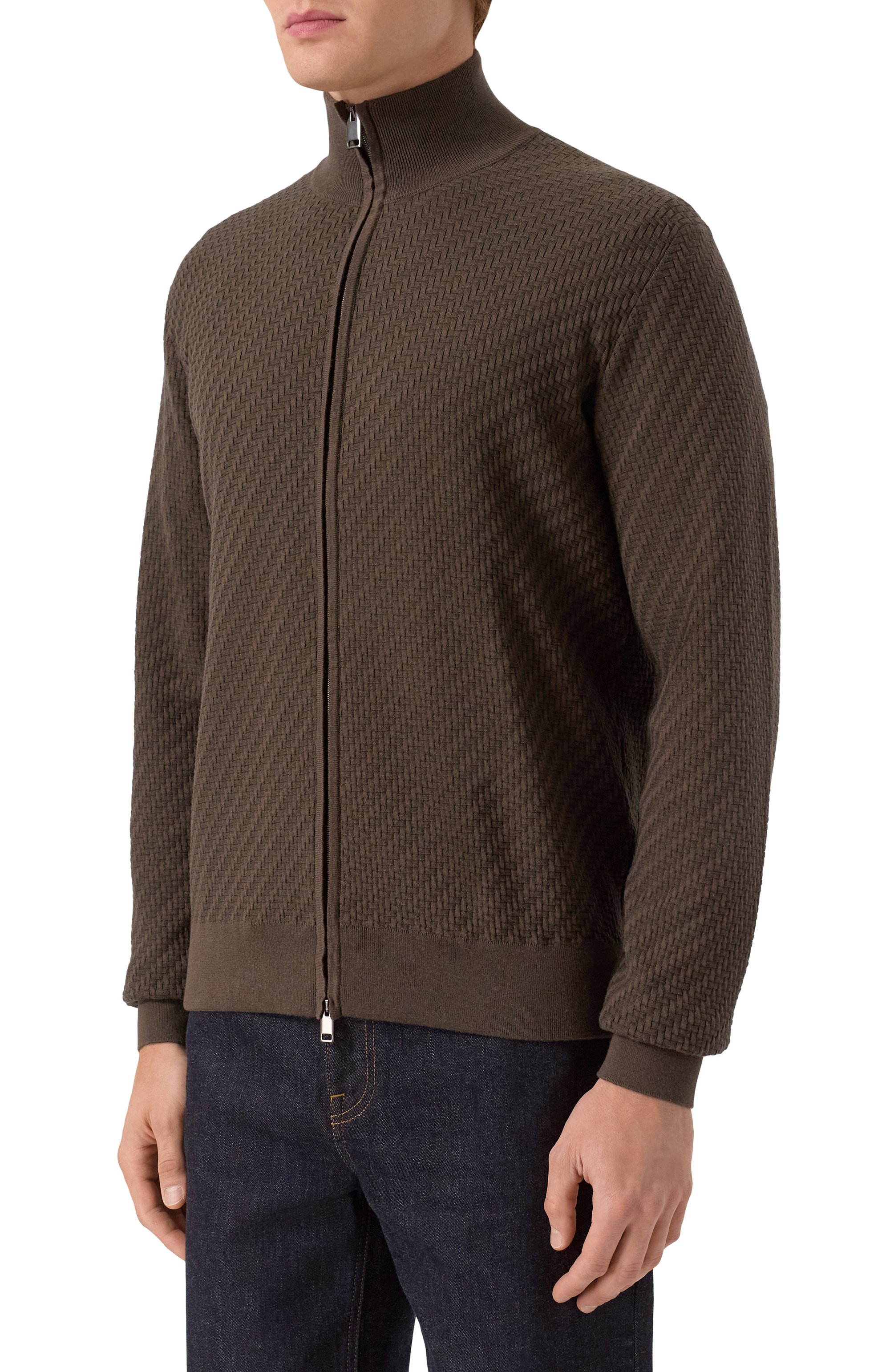 Кардиган из хлопка и шелка BRIONI темно-коричневого цвета по цене 198500 руб., арт. UMT20L/PAK22, фото 3 Кардиган из хлопка и шелка BRIONI, арт. UMT20L/PAK22, фото 3