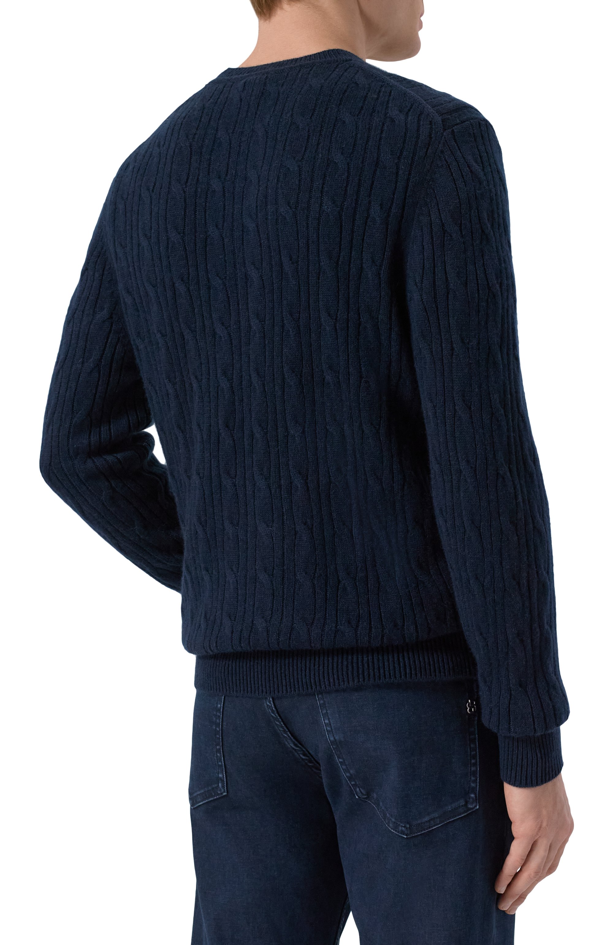 Джемпер из шерсти и кашемира BOSS темно-синего цвета по цене 29950 руб., арт. 50549975, фото 4 Джемпер из шерсти и кашемира BOSS, арт. 50549975, фото 4