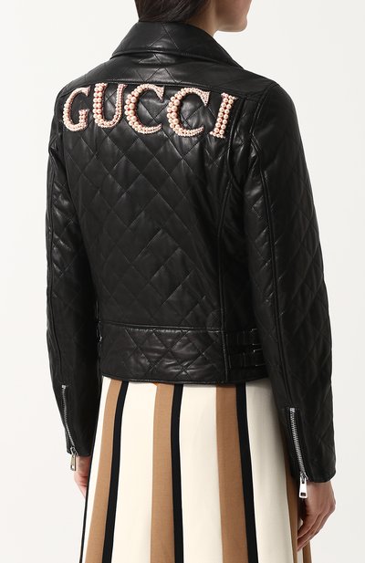 Стеганая кожаная куртка с декорированной спинкой GUCCI, арт. 502674/XG576, фото 4