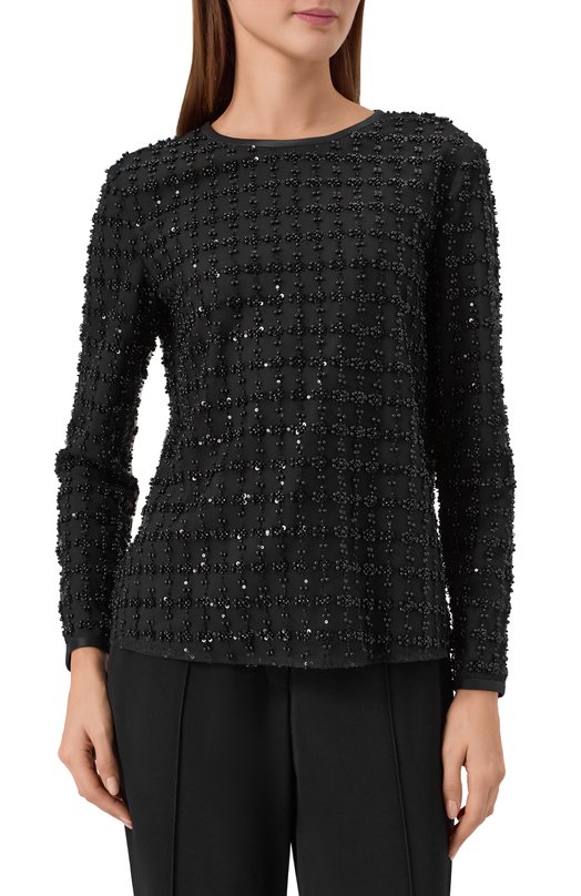 Топ с отделкой бисером Emporio Armani EW004098/AF20540 Чёрный  EW004098/AF20540 Фото 3