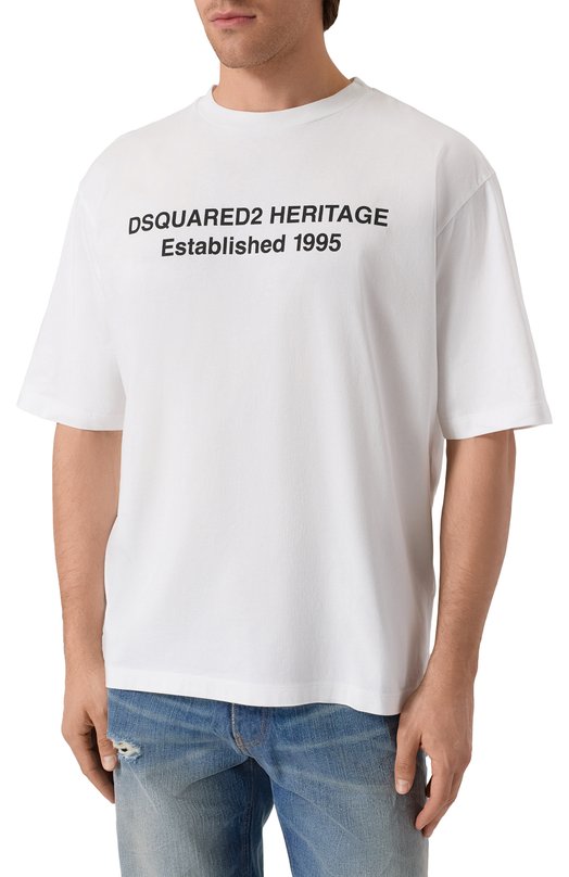 Хлопковая футболка Dsquared2 S74GD1456/D20020 Белый  S74GD1456/D20020 Фото 3