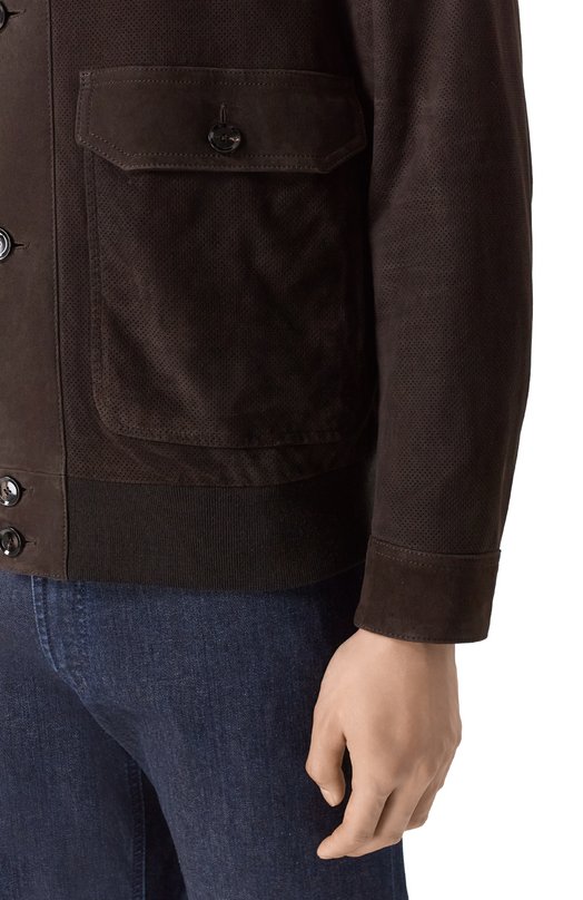 Замшевый бомбер Brioni PLCU0L/PD714 Коричневый  PLCU0L/PD714 Фото 5