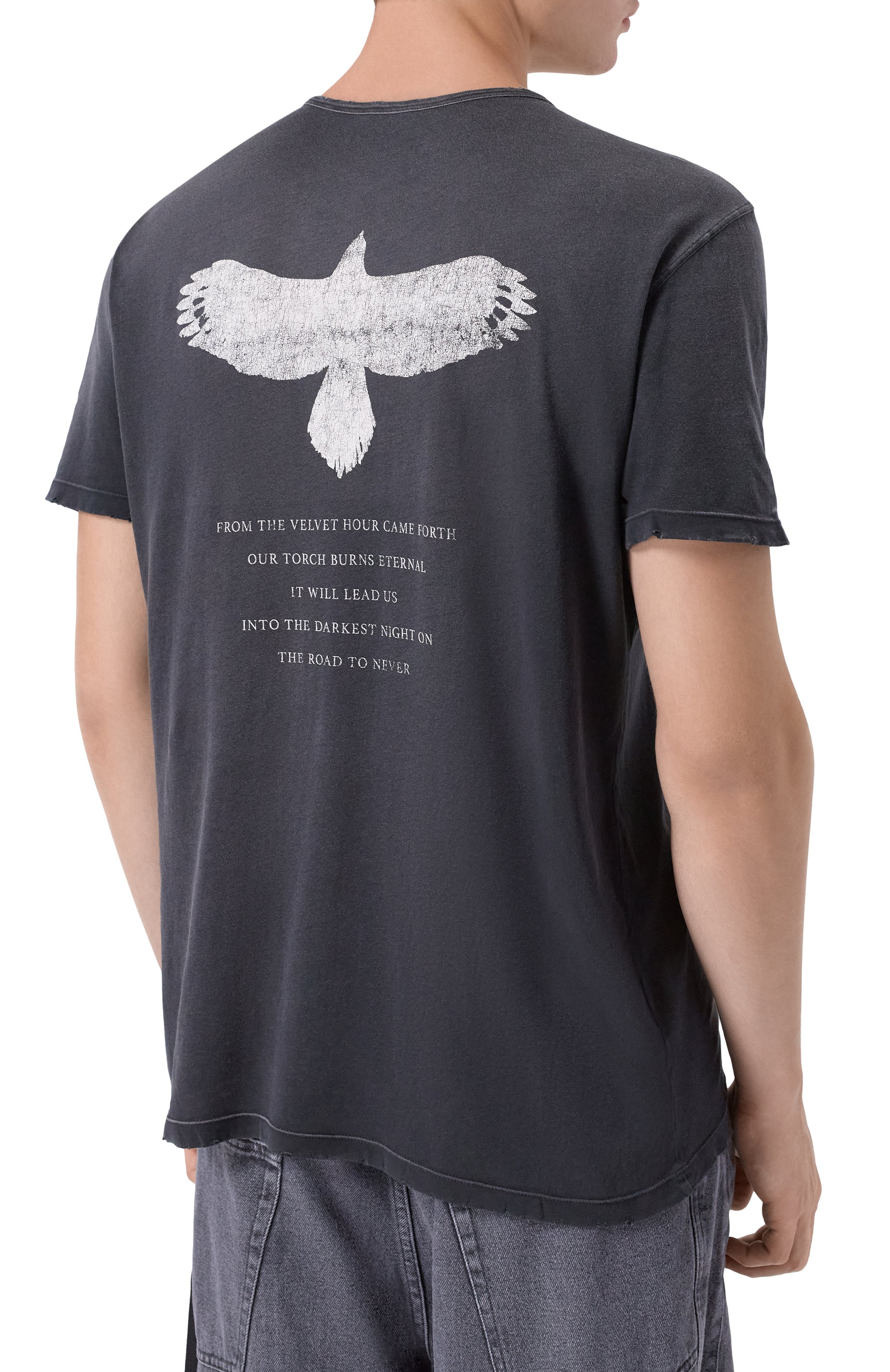 Хлопковая футболка ANN DEMEULEMEESTER темно-серого цвета по цене 49950 руб., арт. B0013414/FA638, фото 4 Хлопковая футболка ANN DEMEULEMEESTER, арт. B0013414/FA638, фото 4