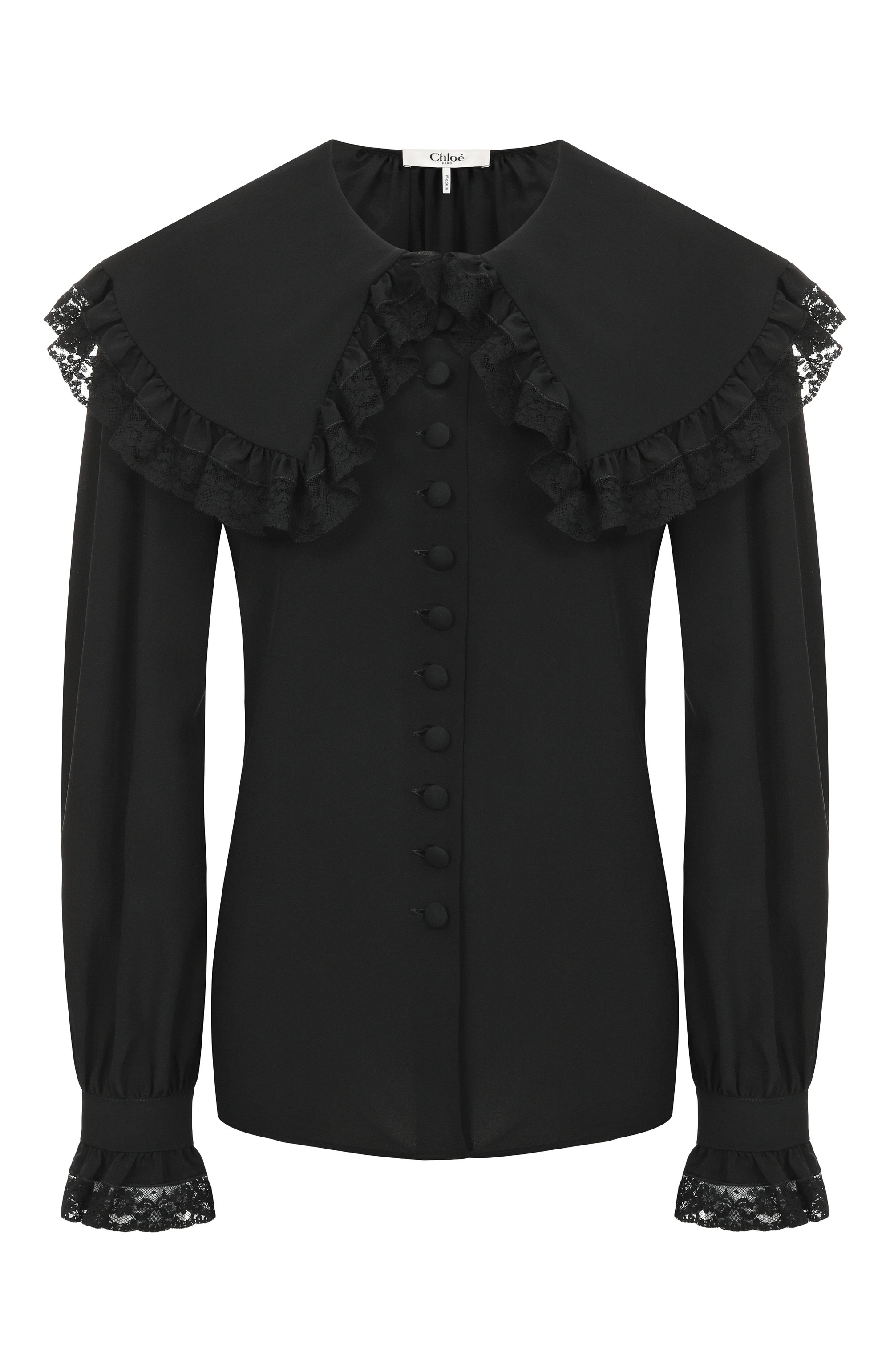 Шелковая блузка CHLOÉ черного цвета по цене 260000 руб., арт. CH25WHT07005, фото 1 Шелковая блузка CHLOÉ, арт. CH25WHT07005, фото 1