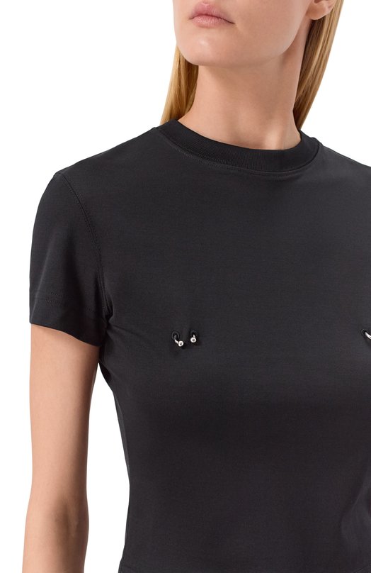 Хлопковая футболка Mugler 25F3TS01086016 Чёрный  25F3TS01086016 Фото 5
