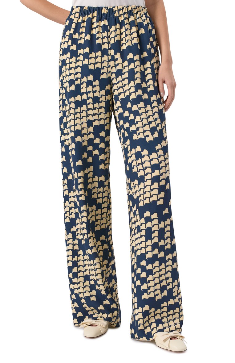 Женские шелковые брюки VALENTINO синего цвета, арт. 6B3RB68993Q | Фото 3 (Автоматизация ТО: Проставлено; Материал внешний: Шелк; Автоматизация состава: Проставлено; Длина (брюки, джинсы): Удлиненные; Силуэт Ж (брюки и джинсы): Широкие; Женское Кросс-КТ: Брюки-одежда; Стили: Классический)