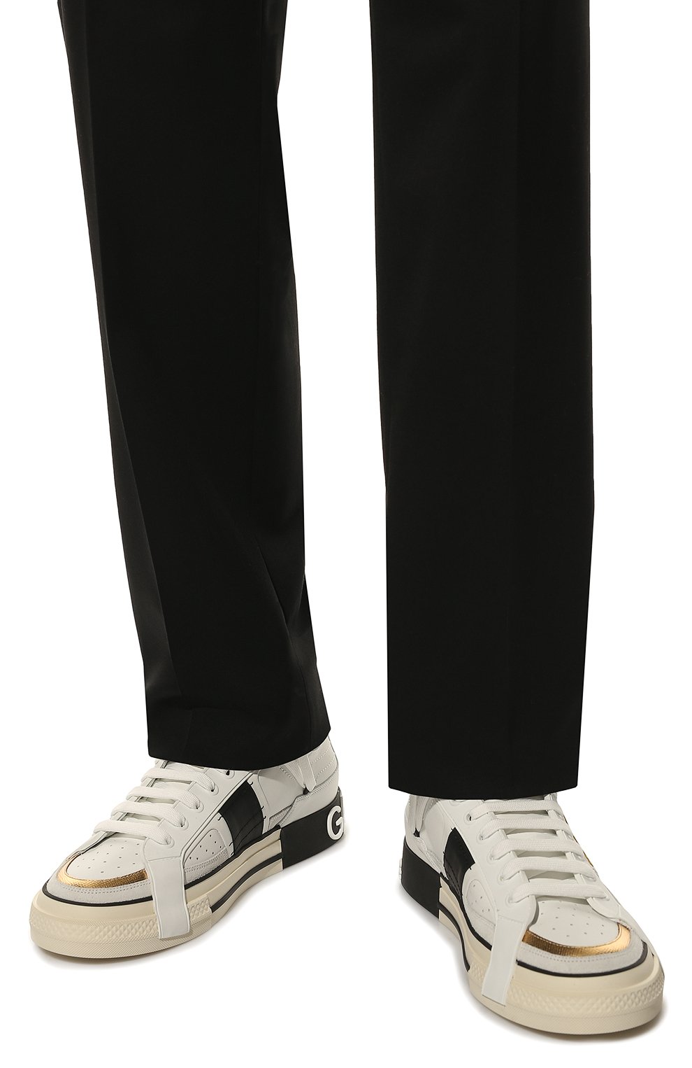 Кожаные кеды custom 2.zero DOLCE & GABBANA белого цвета по цене 99500 руб., арт. CS1870/A0222, фото 3 Кожаные кеды custom 2.zero DOLCE & GABBANA, арт. CS1870/A0222, фото 3