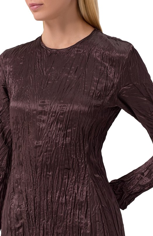Атласное платье Bottega Veneta 825490/V5G90 Коричневый  825490/V5G90 Фото 5