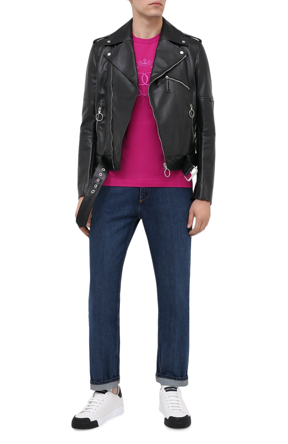 Хлопковая футболка DOLCE & GABBANA розового цвета по цене 62600 руб., арт. G8KBAZ/G7XIU, фото 2 Хлопковая футболка DOLCE & GABBANA, арт. G8KBAZ/G7XIU, фото 2