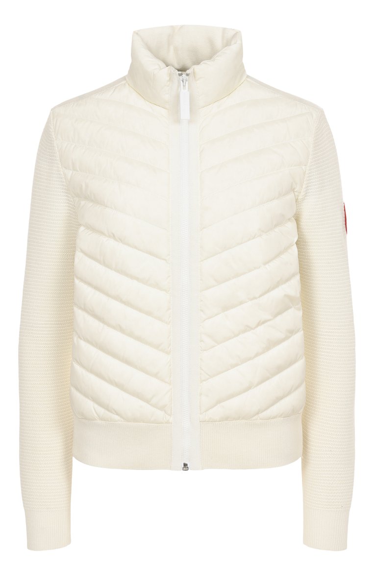 Женский комбинированный кардиган CANADA GOOSE кремового цвета, арт. 6830L | Фото 1 (Материал подклада: Синтетический материал; Материал внешний: Шерсть, Синтетический материал; Материал утеплителя: Пух и перо; Рукава: Длинные; Длина (для топов): Стандартные; Стили: Кэжуэл; Женское Кросс-КТ: Кардиган-одежда; Автоматизация ТО: Проставлено; Автоматизация состава: Проставлено)