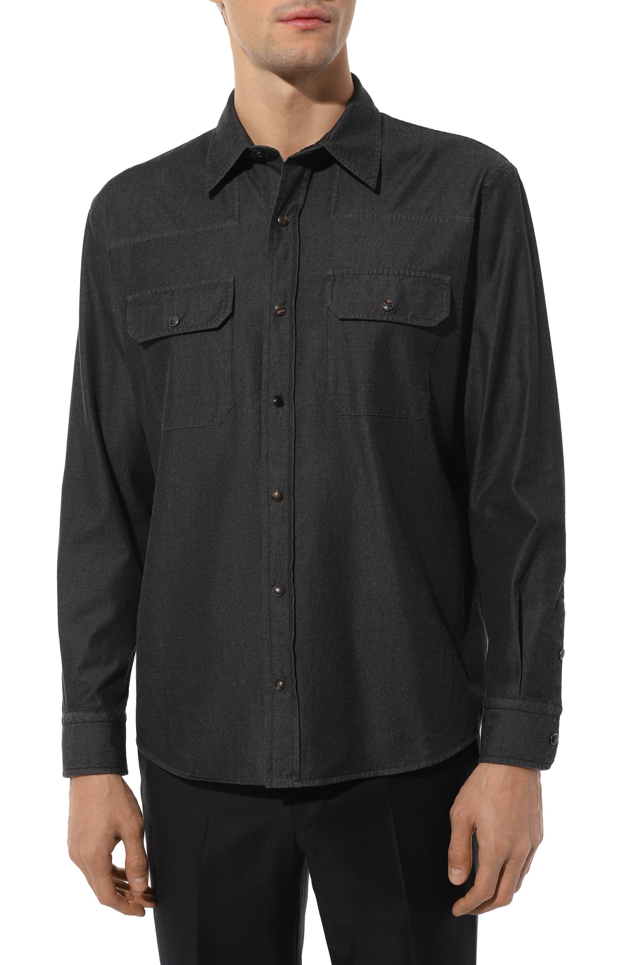 Хлопковая рубашка ZEGNA темно-серого цвета по цене 116500 руб., арт. STT3/UEX23A8, фото 3 Хлопковая рубашка ZEGNA, арт. STT3/UEX23A8, фото 3