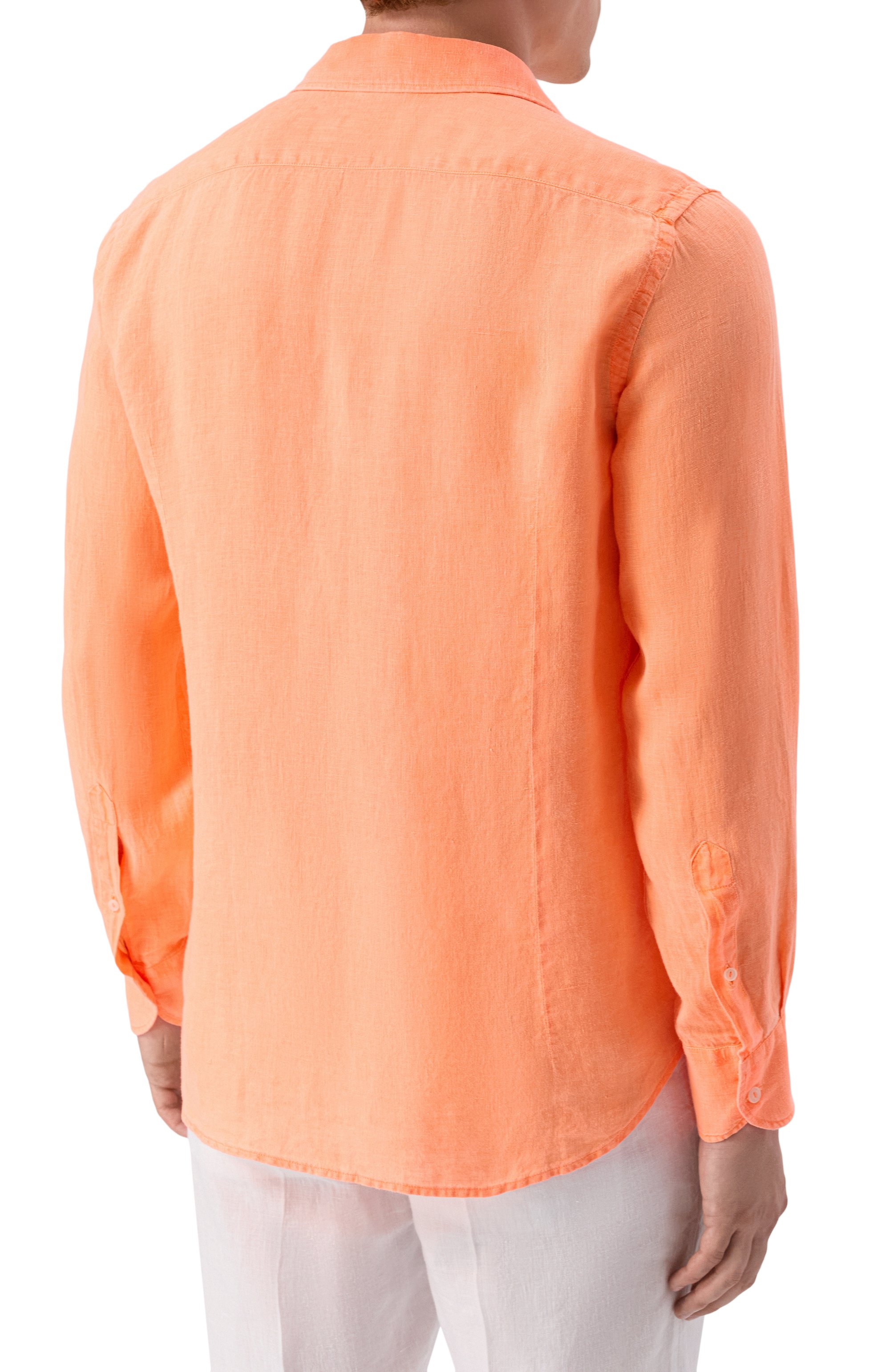 Льняная рубашка MC2 SAINT BARTH оранжевого цвета по цене 19950 руб., арт. STBM PAMPL0NA/02007H, фото 4 Льняная рубашка MC2 SAINT BARTH, арт. STBM PAMPL0NA/02007H, фото 4