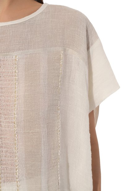 Льняная блузка MAURIZIO кремового цвета по цене 28500 руб., арт. MZS4W08311677, фото 5 Льняная блузка MAURIZIO, арт. MZS4W08311677, фото 5