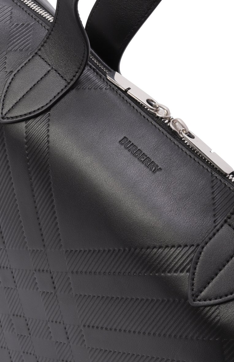Мужская портфель BURBERRY черного цвета, арт. 8101921 | Фото 3 (Ремень/цепочка: На ремешке; Размер: large; Материал: Натуральная кожа; Сумки-технические: Портфели)