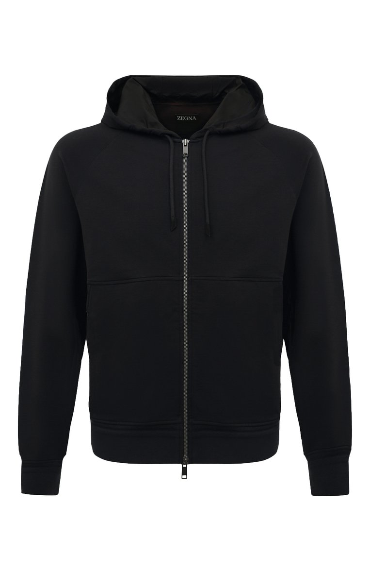 Мужской хлопковая толстовка ZEGNA темно-синего цвета, арт. UC553A6/C859 | Фото 1 (Длина (для топов): Стандартные; Рукава: Длинные; Материал внешний: Хлопок; Мужское Кросс-КТ: Толстовка-одежда; Стили: Спорт-шик)