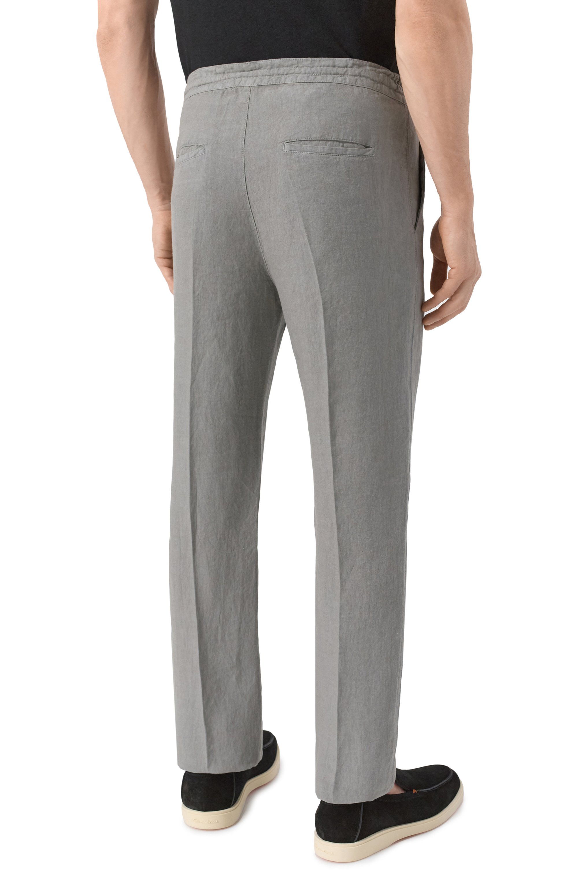 Льняные брюки 120% LINO серого цвета по цене 28800 руб., арт. 32ALIM299M/0253/000, фото 4 Льняные брюки 120% LINO, арт. 32ALIM299M/0253/000, фото 4