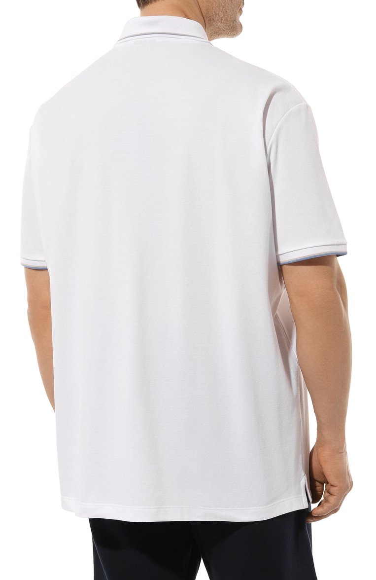 Мужское хлопковое поло PAUL&SHARK белого цвета, арт. 24411259/3XL-6XL | Фото 4 (Материал внешний: Хлопок; Рукава: Короткие; Длина (для топов): Удлиненные; Застежка: Пуговицы; Стили: Кэжуэл; Принт: Без принта; Мужское Кросс-КТ: Футболка-одежда; Автоматизация ТО: Проставлено; Автоматизация состава: Проставлено; Детали: Без декора)