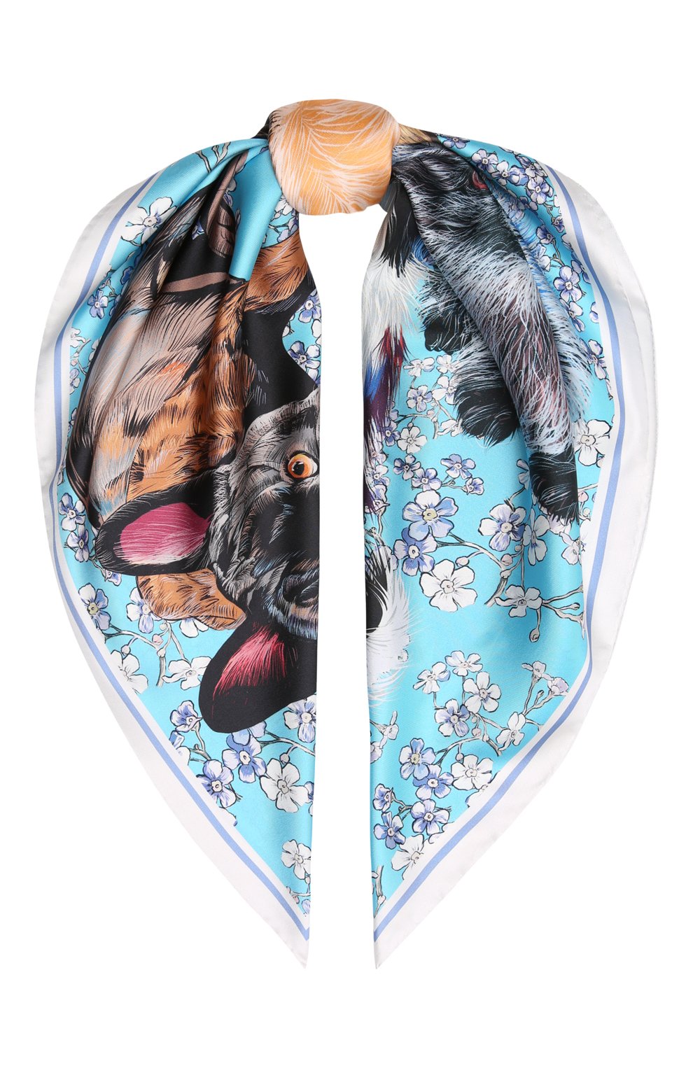 Шелковый платок lucky dog RADICAL CHIC голубого цвета по цене 14820 руб., арт. 570355.07.02, фото 1 Шелковый платок lucky dog RADICAL CHIC, арт. 570355.07.02, фото 1