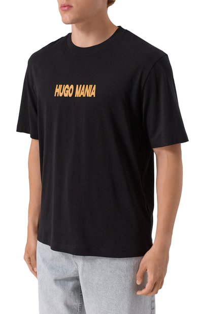 Хлопковая футболка HUGO BLUE черного цвета по цене 6995 руб., арт. 50543483, фото 3 Хлопковая футболка HUGO BLUE, арт. 50543483, фото 3