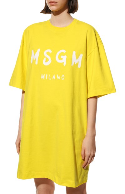 Хлопковое платье MSGM желтого цвета по цене 18300 руб., арт. 3241MDA510 227298, фото 3 Хлопковое платье MSGM, арт. 3241MDA510 227298, фото 3